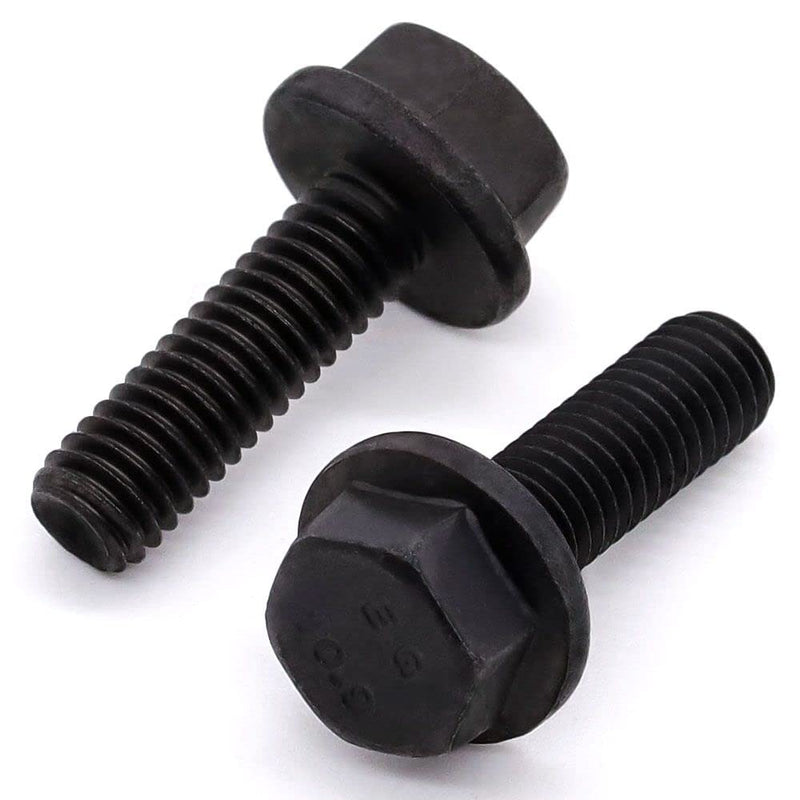Glvaner M10-1.5 x 30mm (10 pcs) Alloy Steel Flanged Washer Head Hex Bolts, Extra-Large Washer Head, 10.9 Grade Black Oxide Finish GB5789 Full Thread