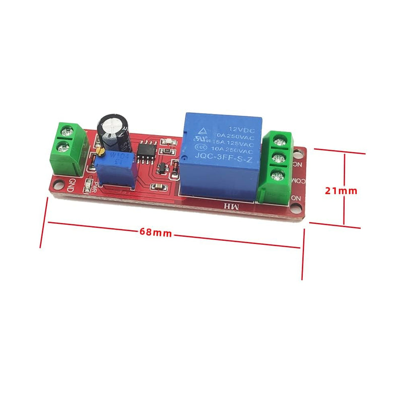 NE555 DC12V 0 to 10 Second Delay Timer Relay Switch Adjustable Module Compatible for Arduino (9 Pack)