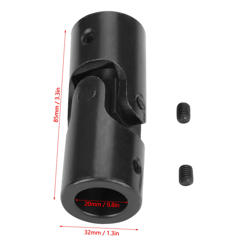 20 * 32 * 85mm Universal Joint Shaft, Coupling Connector U Coupler Motor Round Black DIY Steering Joints for RC Model Motors