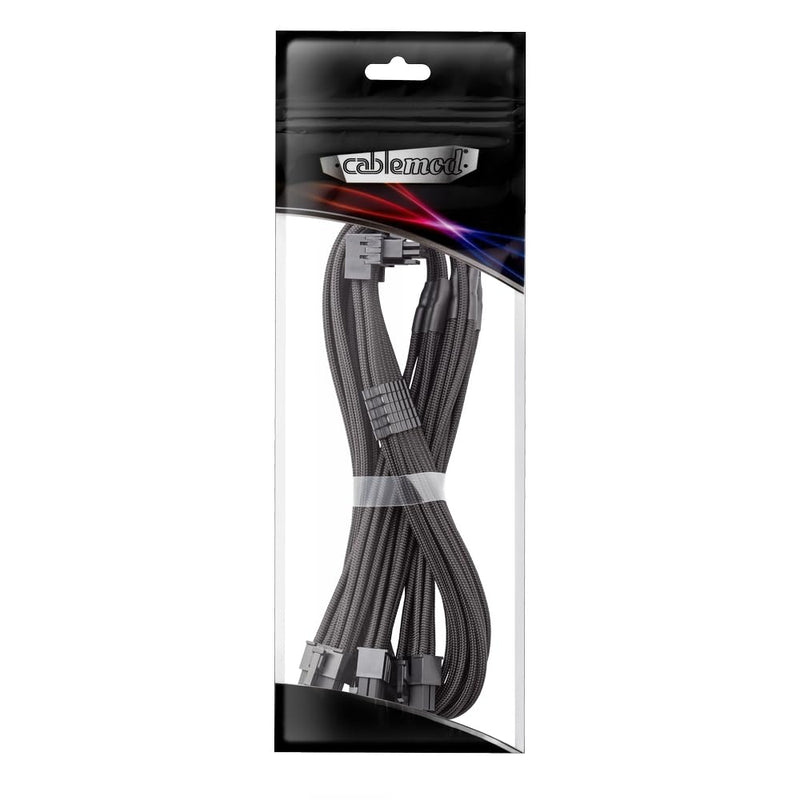 CableMod E-Series Pro ModFlex Sleeved 12V-2x6 12VHPWR 90° StealthSense PCIe Cable for EVGA G/G+ / P/P+ / T - Variant A (Black, 16-pin to Triple 8-pin, 60cm) Black