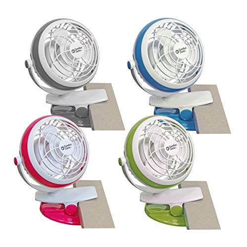 Comfort Zone Dual Base Combo Clip or Desk Fan, USB or Battery Powered, 4 inch, Single Speed Setting, Adjustable Tilt, Lightweight, Ideal for Home, Bedroom, Office, or Dorm, CZBT4BL Blue