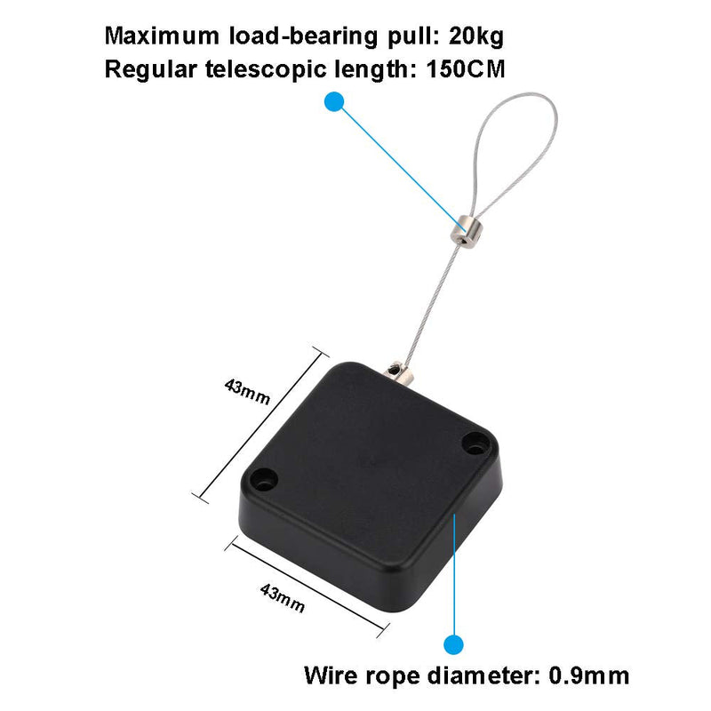 Loradar Retractable Cable Lock with Cable Tether Safety Strap, Wire Rope Safety Lock for Earphone and All Kinds of Exhibits Such As Glasses, Shoes, Key Box, Jewelry, Watches-2 Pack Black5