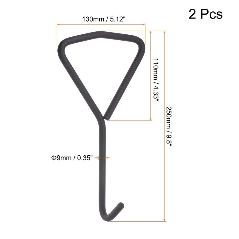 HARFINGTON 2pcs 9.8" Manhole Hook Versatile Manhole Cover Lifter Heavy Loading Carbon Steel Lid Puller With Rotated Handle for Manhole Covers & Storm Drain Cover, Black 9.8"