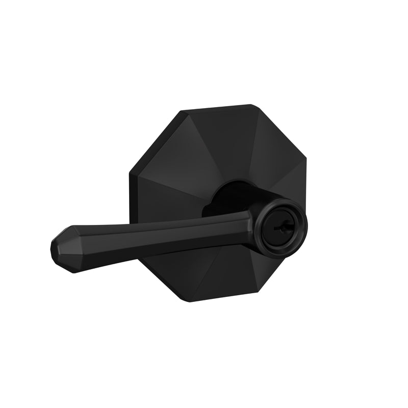 SCHLAGE Dempsey Keyed Entry Door Handle, Reversible, Matte Black
