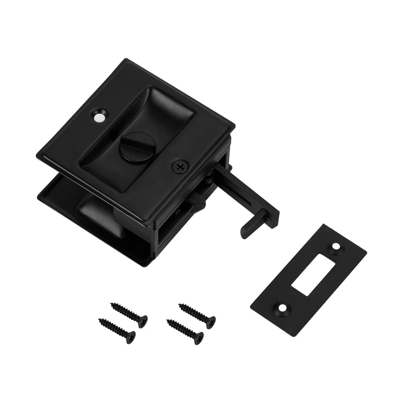 HOME MASTER HARDWARE Privacy Pocket Door Lock Pull Replace Damaged Or Old Sliding Door Locks Premium Quality Solid Brass Matte Black 2-3/4”x2-1/2”, for 1-3/8” Thickness Door (2 Pack) 2-3/4”x2-1/2” Black-2pack