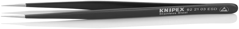 KNIPEX Tools 92 21 03 ESD Stainless Steel Gripping Tweezers-Needle-Point Tips-ESD, 5-1/2"