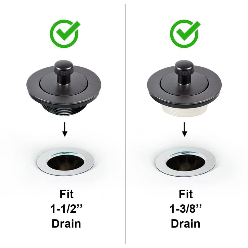 Lift and Turn Tub Drain Twist Trim Kit with Single-Hole Overflow Faceplate and Universal Fine/Coarse Thread Assembly, Bathtub Drain Kit fits All Bathtub (Matte Black) Matte Black