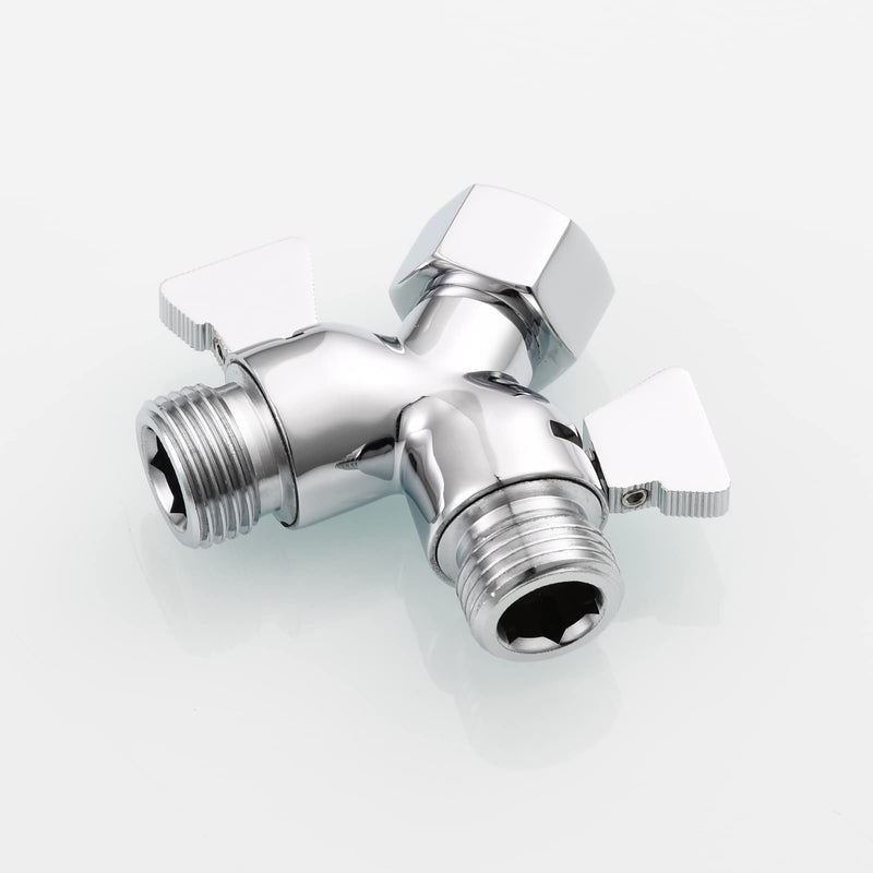 Tecmolog Brass Shower Splitter 2 Way Shower Arm Diverter with Shut Off Valve G 1/2 for Shower Head Chrome, DSF017