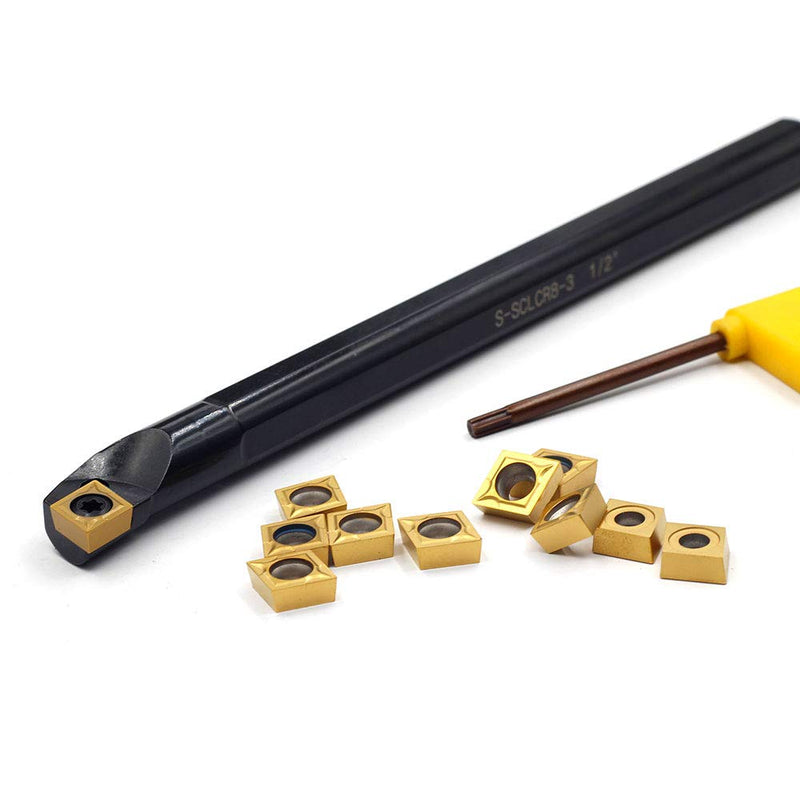 OSCARBIDE 1/2'' x 7''Indexable Boring Bar with 10 Pieces Carbide Insert CCMT09T304(CCMT32.5) Right-Hand Sclcr Boring Bar