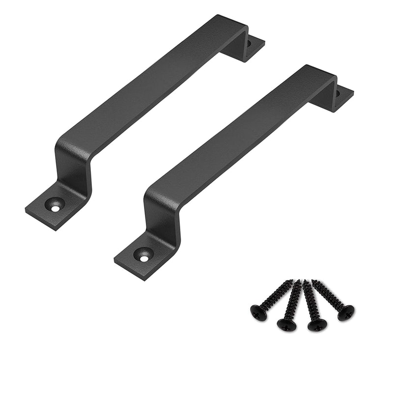 Barn Door Handles - Gate Pulls for Wooden Fences Shed Garage Sliding Door - Pull Handle Rustic Farmhouse Industrial Style - Outdoor Indoor Exterior and Interior Pulls - Black 2pcs (6.42 inch(2pcs)) Black-6.42 Inch(2pcs)
