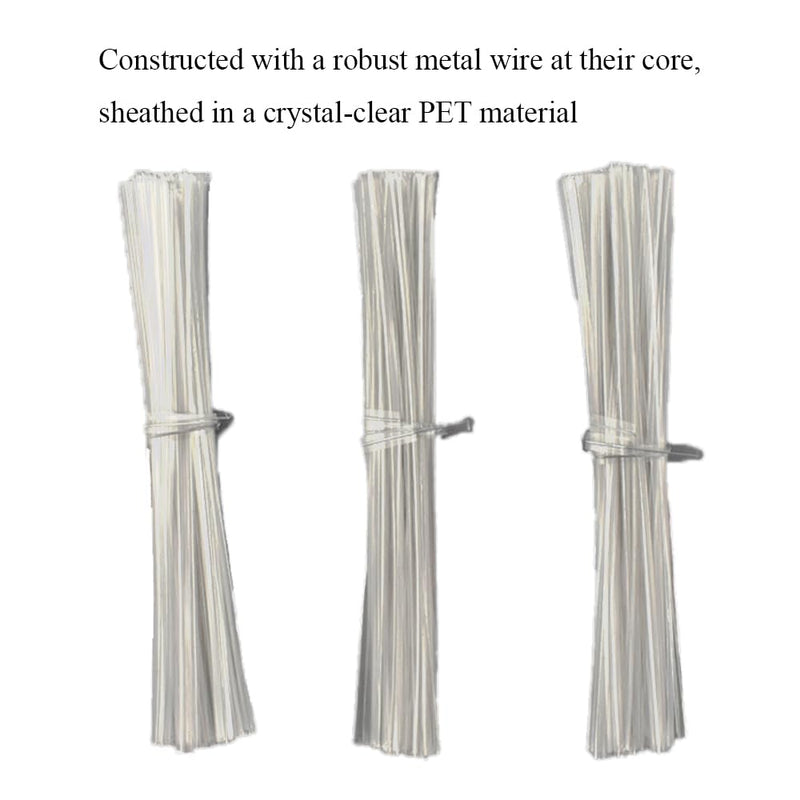HAHIYO 300Pcs 4inches Cear Metal Twist Ties Bread Candy Coffee Bag Ties Plant Garden Twist Ties for Cellophane Treat Bags Gift Wraping Bags Plastic Bags Halloween Party Cake Present Art Crafts 4 Inches