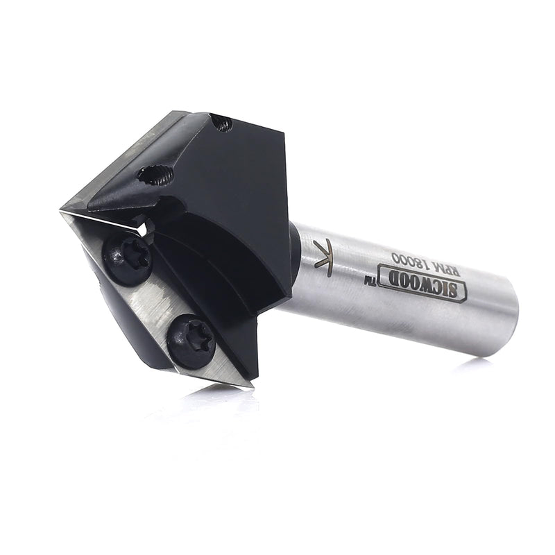 Insert Carbide V-Groove 90-Degree Router Bit 1/2 Inch Shank, Replacement Blade V Grooving CNC Router Bits, for Wood 2D/3D Signmaking, Lettering & Engraving, by SICWOOD 90° 1/2shank