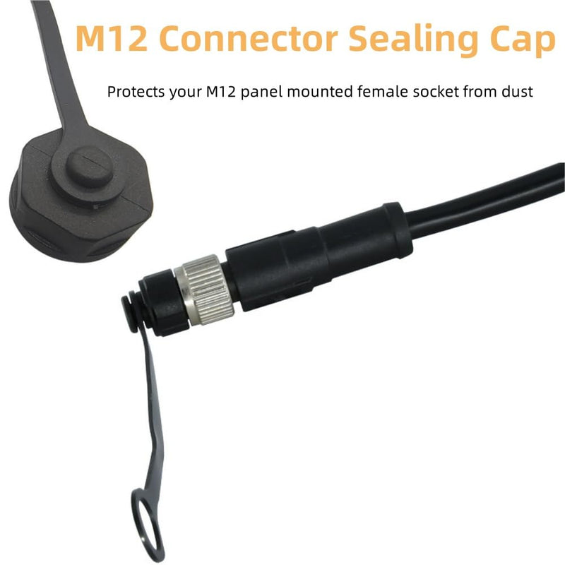 MerciL 10PCS M12 Connector Dust Cover, M12 Socket Panel Mount Dust Thread Cap Plastic Screw Caps, Screw Waterproof Lid Plug Protection Cap for Panel-Mount Sockets (for Female)