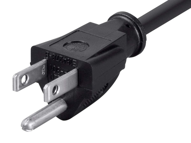 Monoprice Extension Cord - 3 Prong, NEMA 5-15P to NEMA 5-15R, 13 Amp, 1625 Watts, 16AWG, 3 Feet, Black 1 Pack Cable
