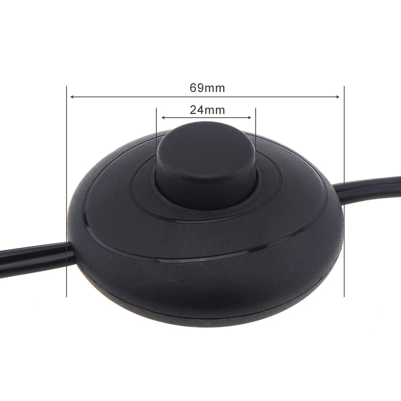 RTNLIT 6Ft Floor Foot Pedal Push Switch Inline Lamp Light On-Off Control with Wire Plug, Stripped Ends Ready for Wiring(1.8m, Black)