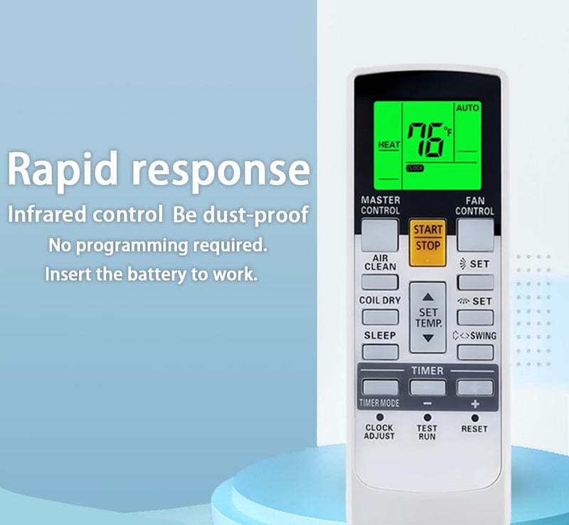 Replacement Remote Control for Fujitsu Air Conditioner AR-RAH2U ASU18RLF ASU18RLXS ASU24RLF ASU24RLXS ASU30RLX ASU30CLX1 ASU36CLX1 AOU36CLX1 AUU12RLF AUU18RLF AUU9RLF