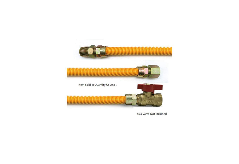 EZ-Fluid 24" Stainless Steel Corrugated Yellow Epoxy Coated 1/2" MIP x 1/2" FIP Gas Flex,Flexible Natural Gas Connector Hose Supply Line For Gas Pipe,Hot Water Heater,Range,Dryer,Stove(1 Pack)