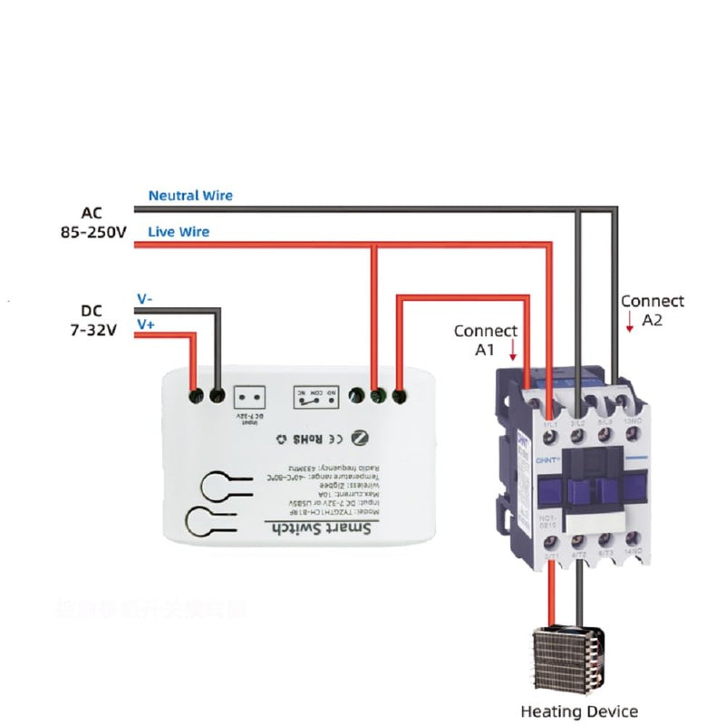 Zigbee Temperature & Humidity Controller, Extendable Probe Sensor, Tuya App Remote, 10A Relay Switch (T&H, 12, Volts) T&H 12 Volts