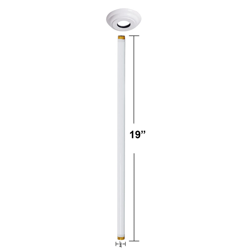 Westbrass 1/2" IPS x 19" Ceiling Mounted Shower Arm with Flange, Powder Coat White, D3619A-50 1 Pack