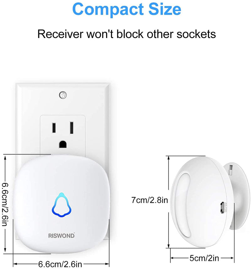 Wireless Motion Sensor Door Chime: Business Entry Doorbell Indoor Motion Detector Buzzer (500Ft Range, 32 Tunes, 5 Level Volume) Store Entrance Alert Bell Bed Alarm for Elderly Dementia Patients 1 Receiver +1 Sensors