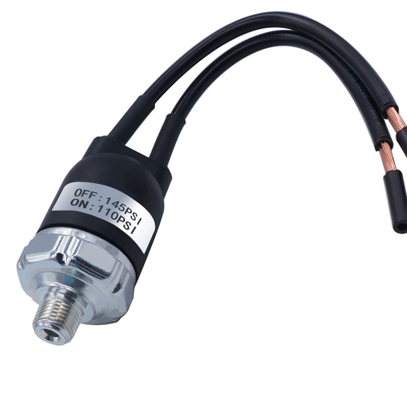 mankk Air Pressure Switch 110-145 PSI Thread 1/8" NPT 24V 12V DC Air Compressor Pressure Switch with Line for Air Horn Train 110-145-1/8" NPT-X-W