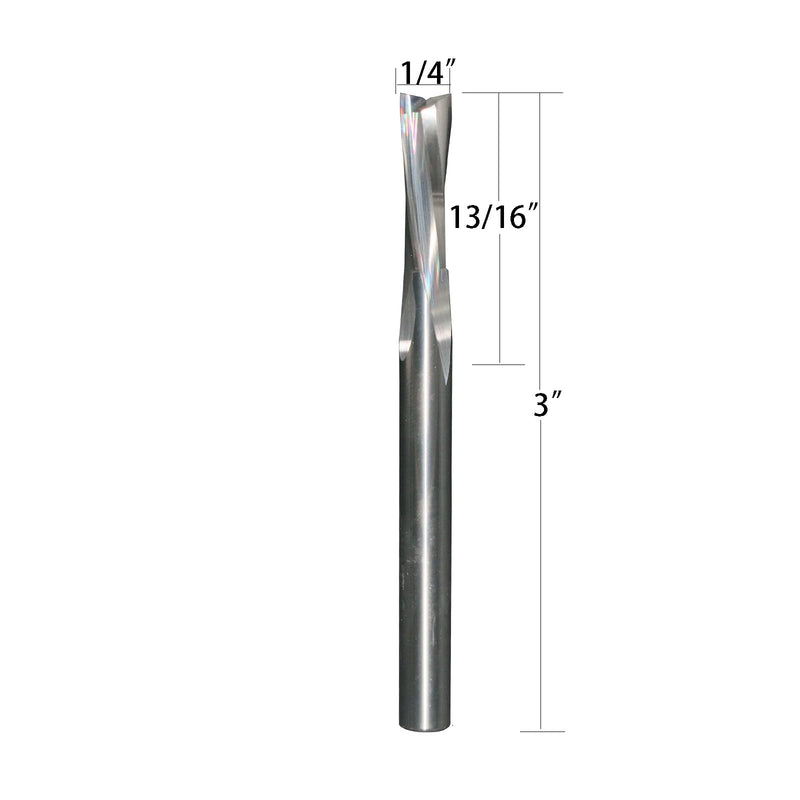 2 Flutes Down Cut Low Helix Spiral Router Bit Solid Carbide CNC end Mill 2 Pieces 1/4 inch Shank 13/16 Cutting Diameter 3 inch Overall Length LHD02 (2) 2PCS 13/16D*1/4SHK*3OVL downcut