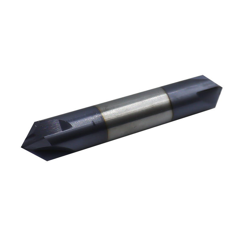 1/2in Solid Carbide End Mill,Chamfer Mill-Double End,4 Flutes,90° Chamfer Angle,AlTiN Coated Bits Tool for Medium Hardness Steel, Brass, Iron 1/2in, 4 Flute