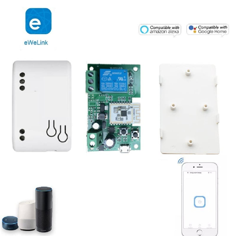 WiFi Smart Switch Relay Module for Home Automation,Add WIFI to access control garage door,eWelink app Remote Dry Contact,Compatible with Alexa,Google assistant (1CH WIFI Bluetooth) 1CH WIFI Bluetooth