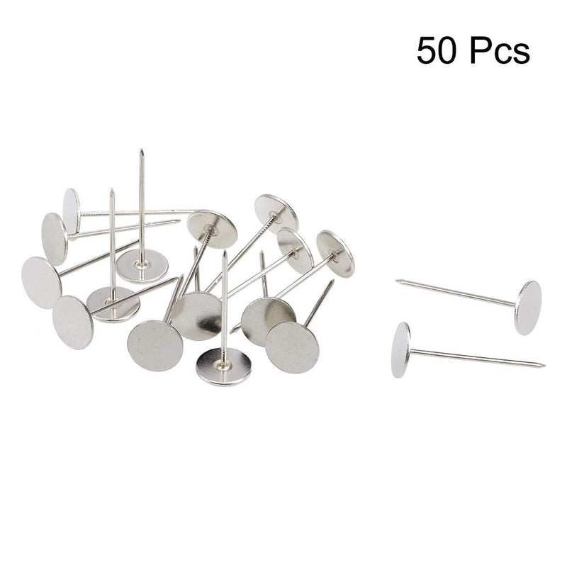 uxcell Upholstery Nails Tacks 18mmx50mm Flat Head Furniture Nails Silver Tone for Furniture Sofa Headboards, 50 Pcs