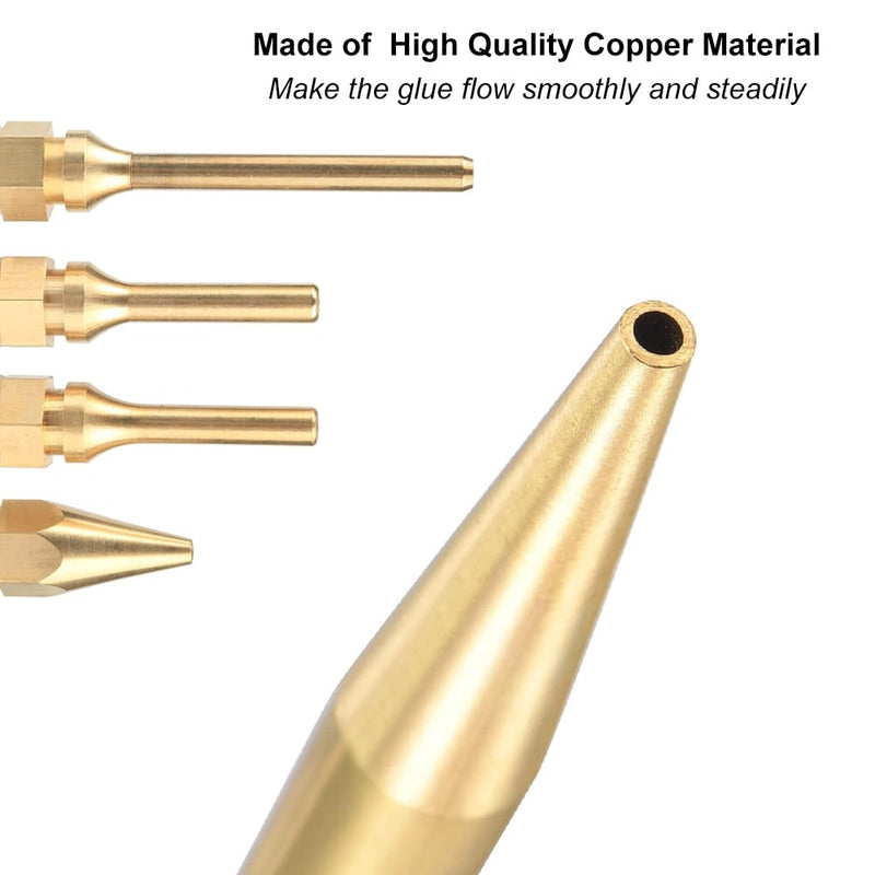 5Pcs Glue Gun Copper Nozzle Hot Glue Gun Tips with O-ring, Small Bore Long Tube Nozzles Thread Interchangeable Nozzle Set for Hot Melting Glue Gun Accessories 2.0x(34/50/70/100mm)+3.0x50mm