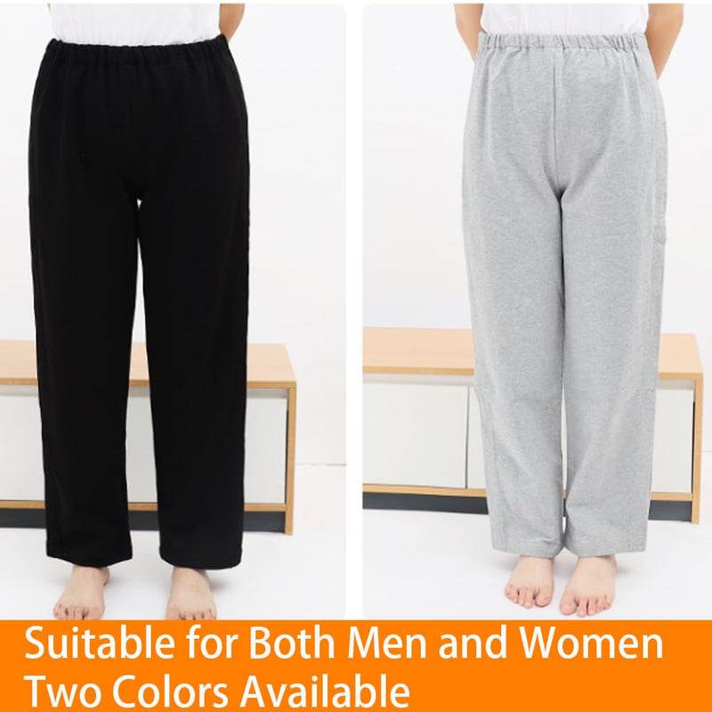 Unisex Patient Pants,Bedridden Patient Clothing,Disability Clothing,Leg Post Surgery Pant for Fracture Medium Grey