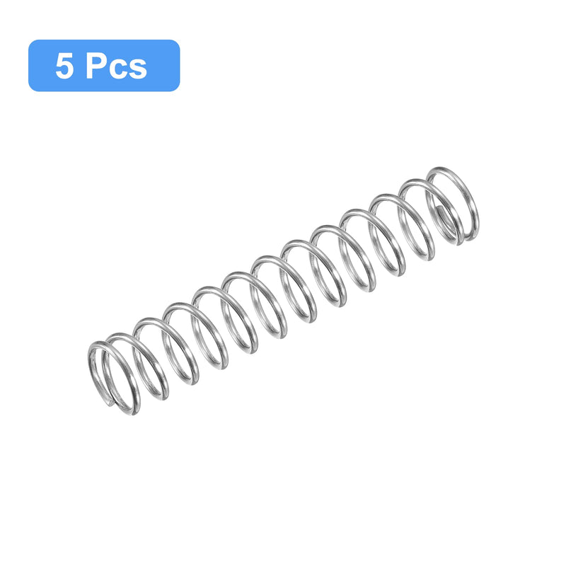 uxcell Compression Spring, 5Pcs 304 Stainless Steel, 10mm OD, 1mm Wire Size, 50mm Free Length, Silver Tone 10x1x50mm