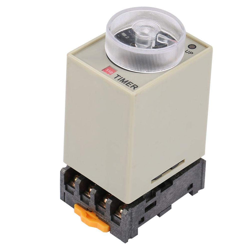 Timer Relay, Delay ON Time Relay, AH3-3 AC 110V 0-10 Seconds Knob Control Timer Relay Delay ON Time Relay with Base AC 110V