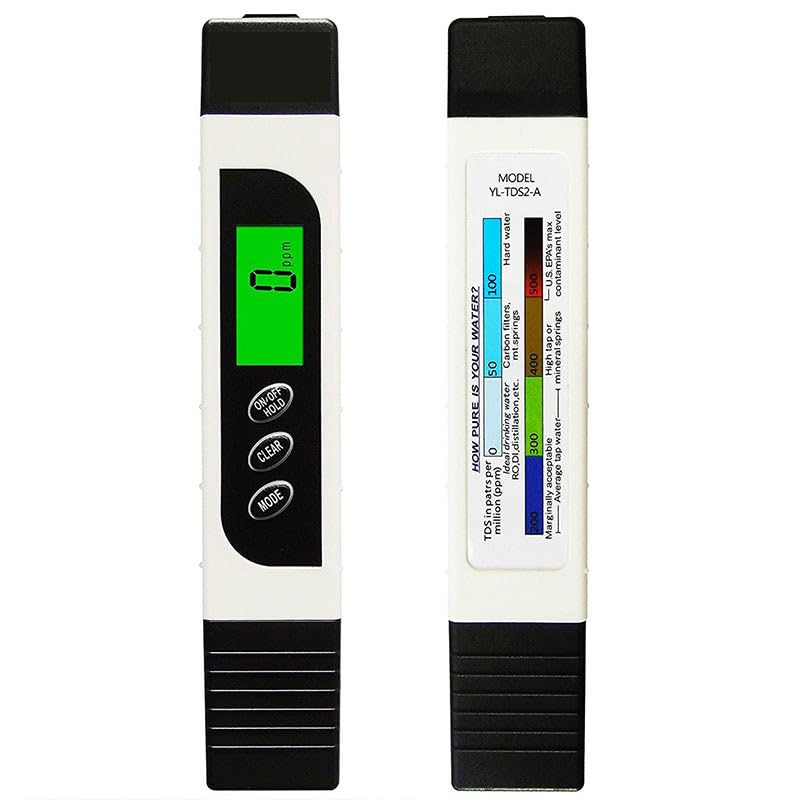 TDS Meter, 3 in 1 TDS, EC & Temperature Meter, Accurate Reliable PPM Meter, Digital Water Testing Kits for Drinking Water Quality White