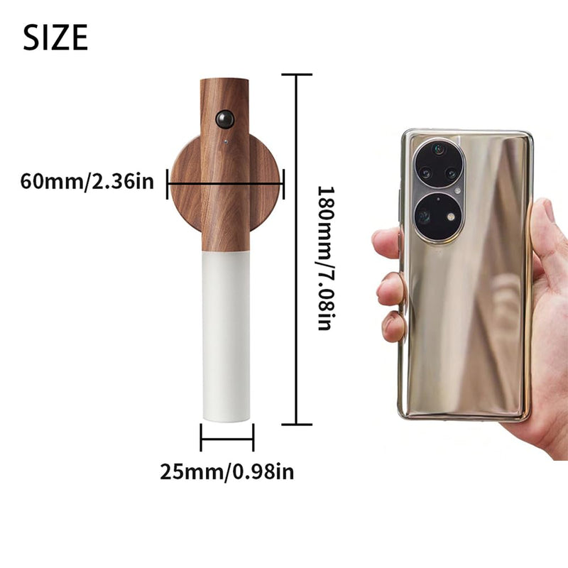 LANDGOO Wooden Motion Sensor Night Lights, Magnet Body Hallway Rechargeable LED Wireless Wall Sconces, Portable Decor Battery Powered Indoor Torch Lighting for Bedroom (Walnut Wood 2PCS) Walnut Wood 2ps