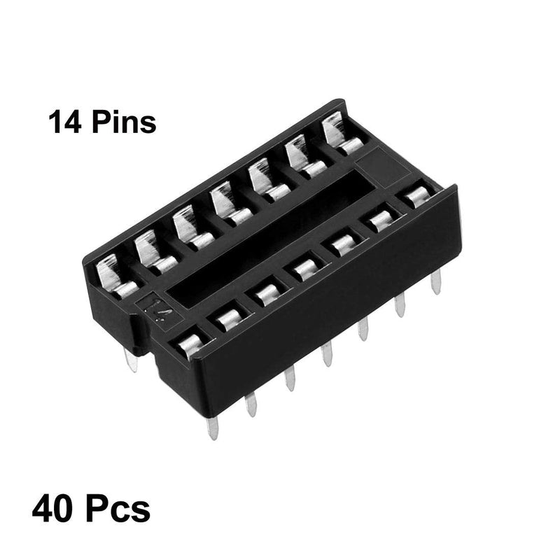 uxcell 40pcs DIP IC Chip Socket Adaptor, 2.54mm Pitch 2 Row 14 Flat Pins Soldering