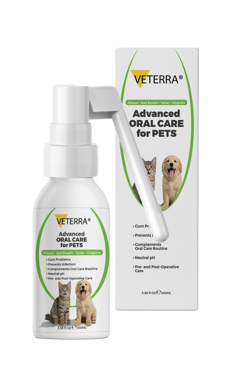 Dog and Cat Dental Spray for Dogs & Cats – Vet Recommended Oral Care, Teeth Cleaning Spray, Breath Freshener, Helps Reduce Plaque and Tartar, No Brushing Required - 3.38 Fl Oz - 100 Ml
