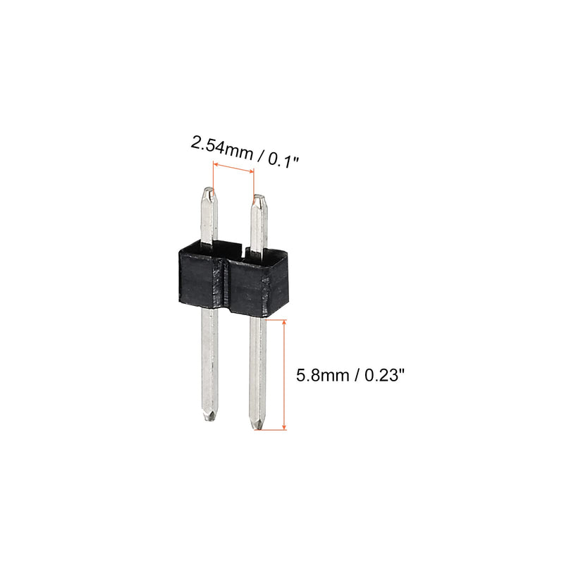 MECCANIXITY Straight Pin Header DIP Single Row 2 Pin 2.54mm Pitch Gold Plated for PCB Pack of 50
