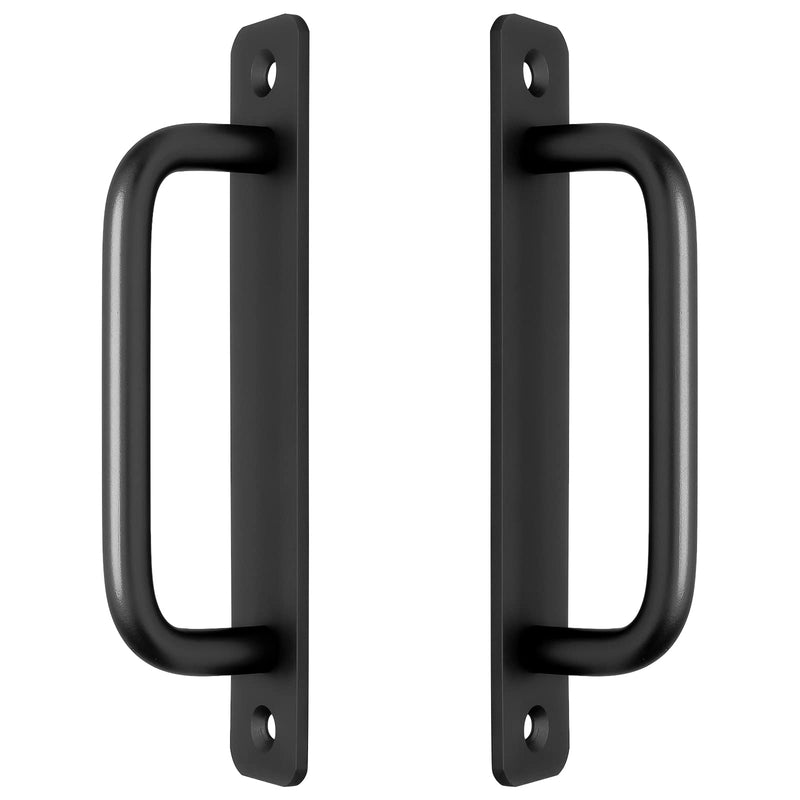 Piutouyar 2 Pack Aluminum Alloy Sliding Barn Door Handle, 128mm / 5 Inch Hole Center Gate Door Handle, Closet Door Pulls with Plate for Kitchen, Cabinet, Bathroom, Closet, 5.9 Inch Long（Black） Black-5.9"