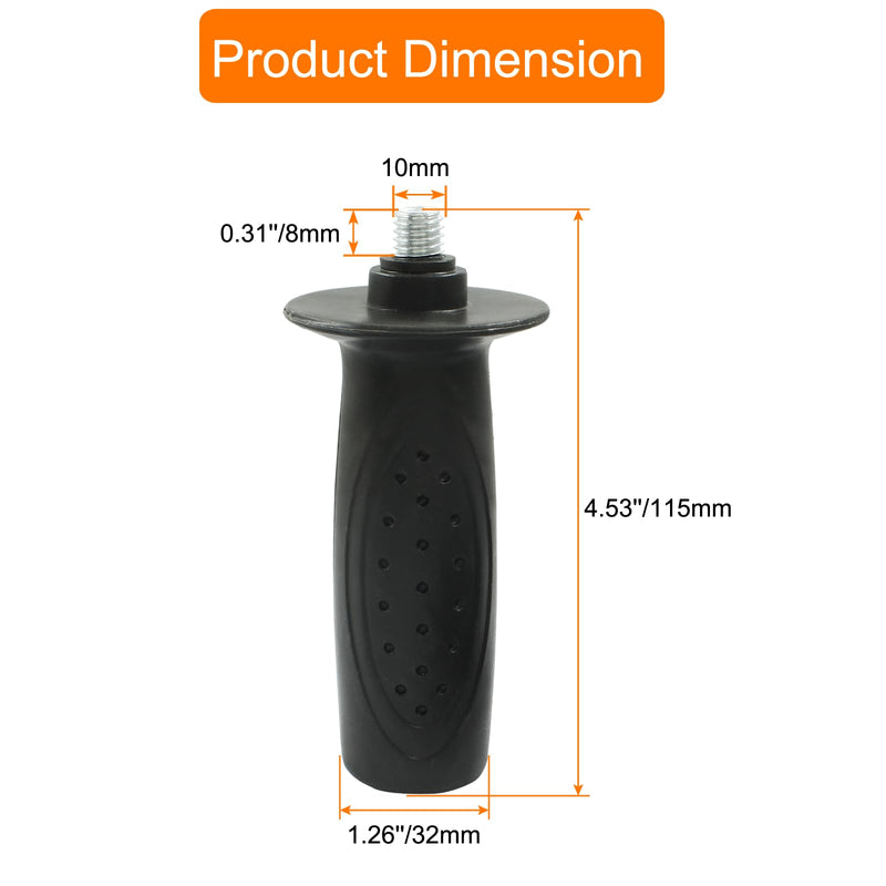 M10 Thread Black Angle Grinder Handle，4.5''x1.26'' Side Handle Tool for Angle Grinder Pack of 2 M10