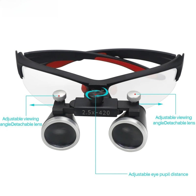 DENTASOP LED Dental Binocular Magnifier 3.5X/2.5X for Surgery and Aesthetics (Silvery, 2.5X) Silvery