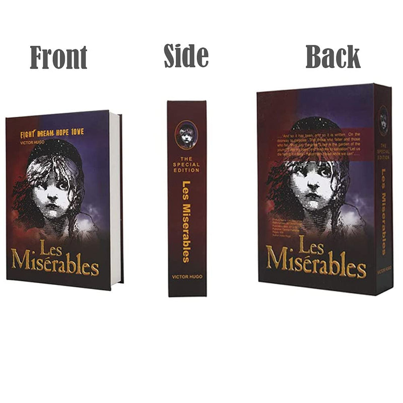 EIOUMAX Booksafe Diversion Secret Real Book Hidden Safe with Key Lock Real Paper Book Locking-Les Miserables Purple