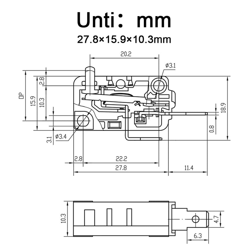 KW3A Microwave Oven Door Switch 16A 125/250V Door Interloc (2 Normally Open and 1 Normally Closes) 2 Normally Open + 1 Normally Closed