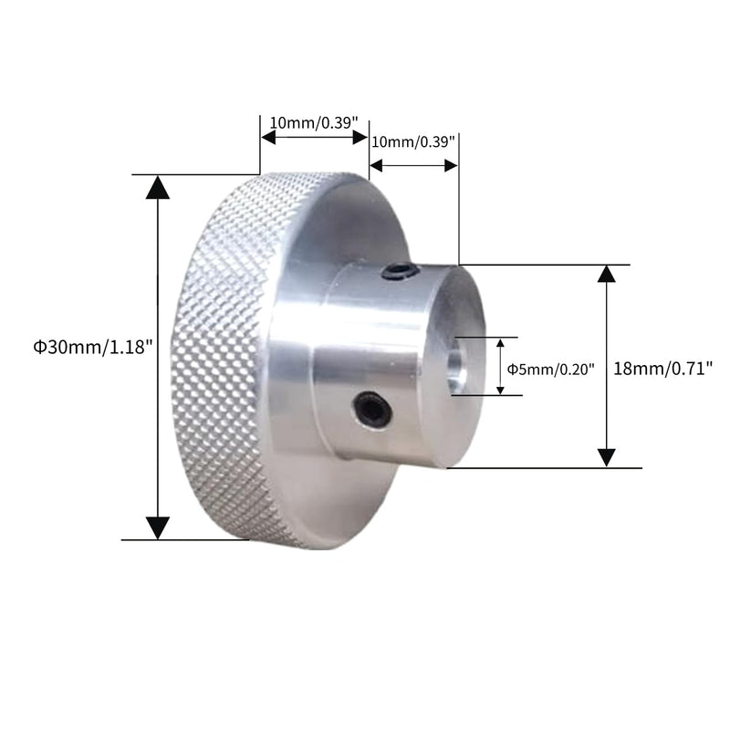 CHANCS Aluminium Alloy Machine Tool Handwheels 30mm OD 5mm Bore Turning Handles for Lathes Milling Machine Machinery Accessories 30-5 Silvery