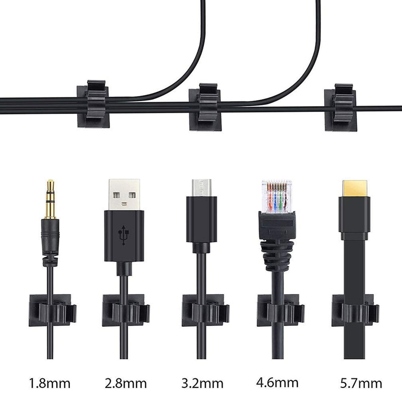 Viaky 30 Pcs Black Cable Wire Clips Adjustable Nylon Wire Holder Adhesive Cable Management Suitable for Maximum Diameter 0.5 inch (12.5mm) Cables 30b-0.5inch