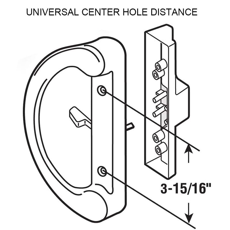Patio Sliding Door Handle Set with Mortise Lock, Face Plate and Keeper, Replacement Handle Lock Set Fits Door Thickness from 1-1/2" to 1-3/4", 3-15/16" Screw Hole Spacing, Non-keyed, Black no Key