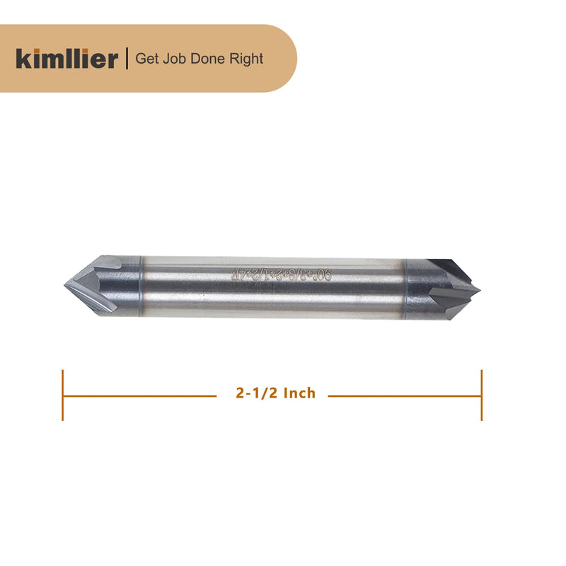 kimllier 3/8 Inch 4 Flute 90 Degree Double End Helix Carbide End Mill Tialn Coated
