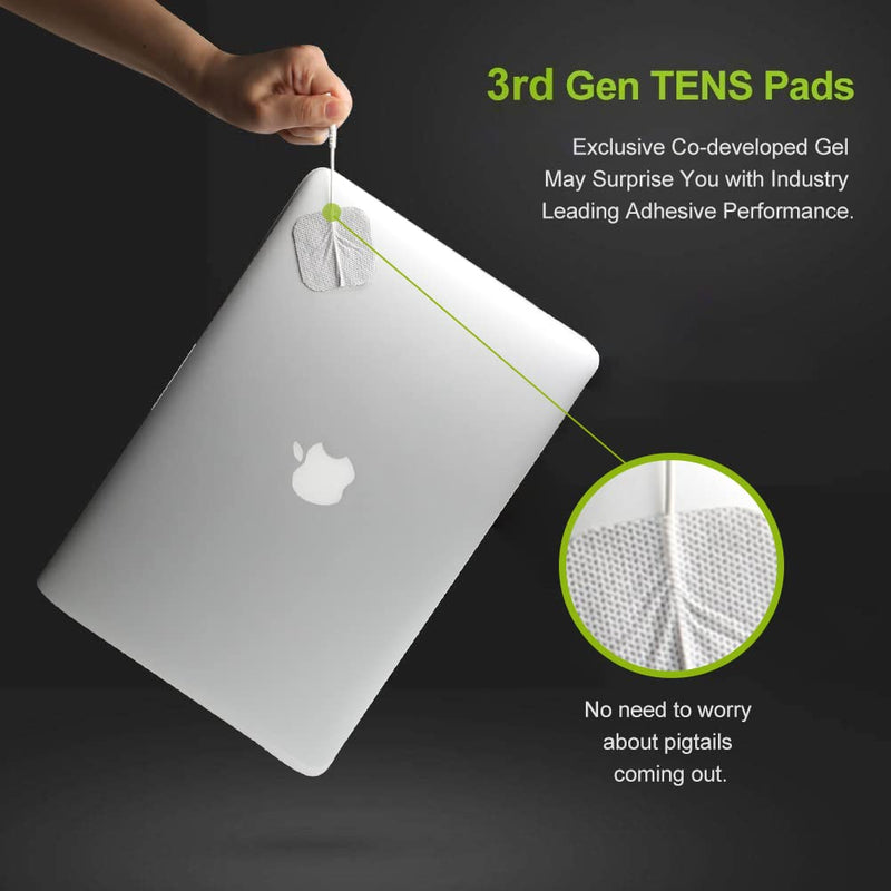 AUVON TENS Unit Pads Electrode Patches with Upgraded Self-Stick Performance and Skin-Friendly Design for Electrotherapy A White