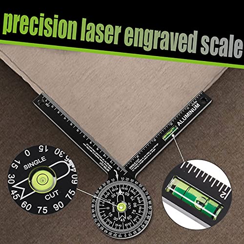 Miter Saw Protractor,Aluminum Protractor Angle Finder with Level Gauge High Precision Laser Inside & Outside Miter Angle Finder for Angle Finder Carpenters, Trim work,Plumbers and All Building Trades - NewNest Australia
