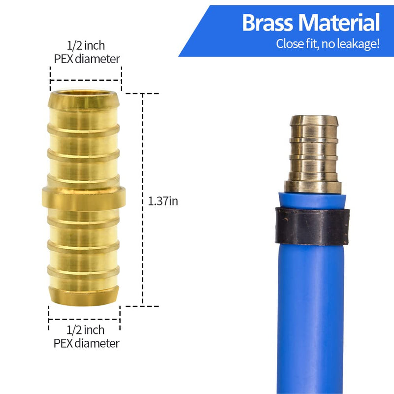 30/45/90pcs 1/2" PEX Fittings, Elbow TEE Straight Couplings Set, PEX Brass Crimp Fitting Combo with Tees, Elbows, Straights (1/2", 30pcs) 1/2"-30pcs